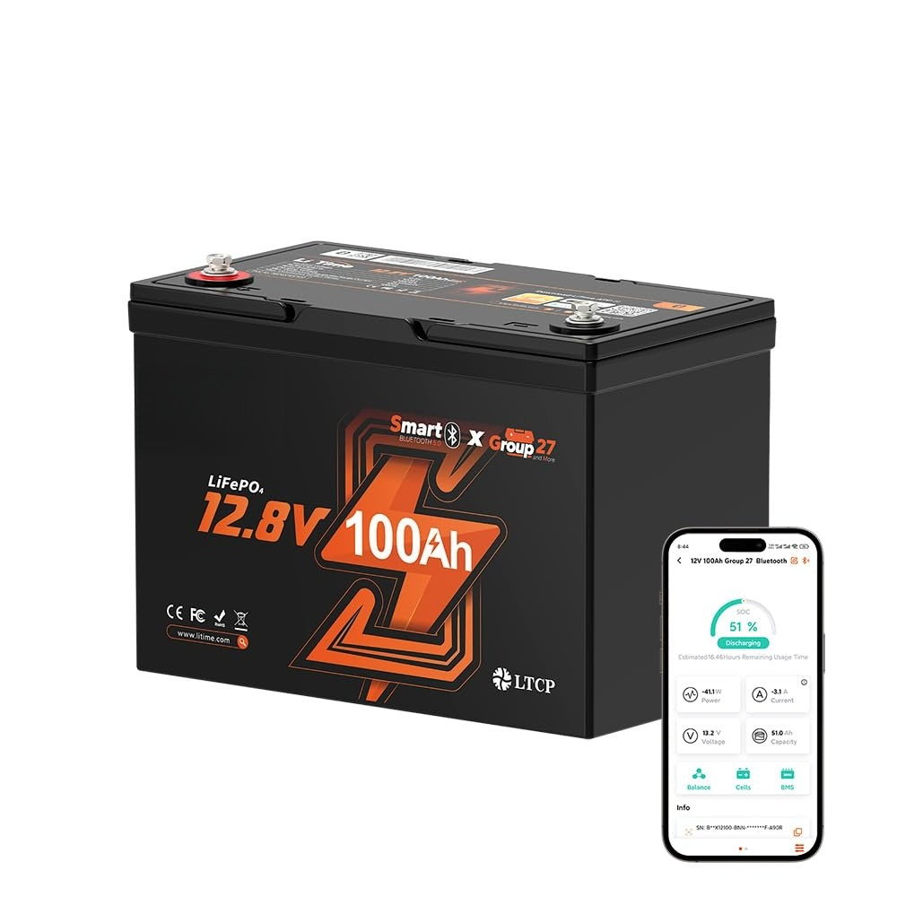 Lifepo4 12V 100Ah Bms Bluetooth - 12V 100Ah LiFePO4 Batarya, Grup 27
