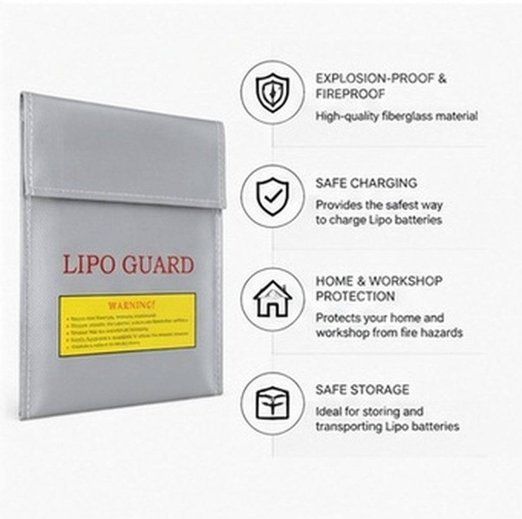 Lipo Battery Fireproof Safety Charge Box - 18x23cm Profesyonel Rc Lipo Pil Yanmaz