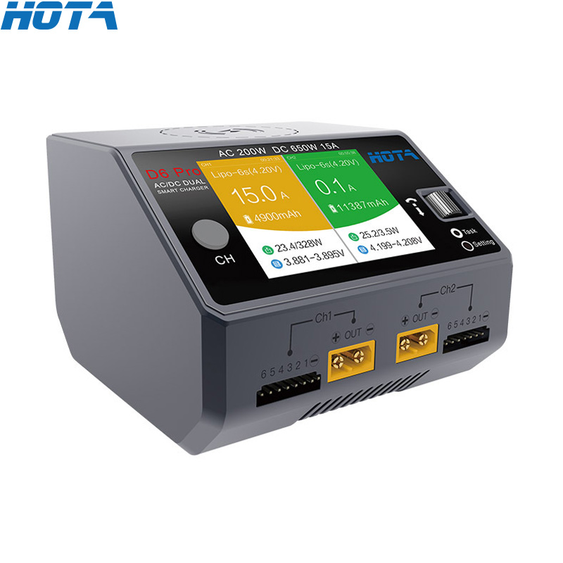 Hota D6 Pro Dual Lipo Charger - HOTA D6 Pro siyah AC 200w