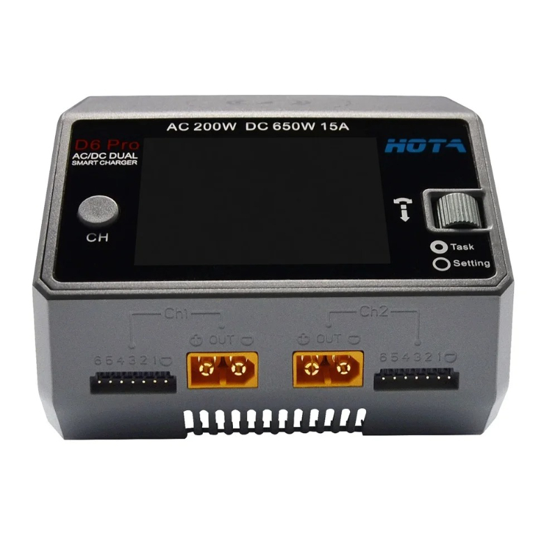 D6 Pro Siyah AC 200W DC 2x325W - Hota D6 Pro Dual Lipo Charger incelemesi ve fiyatı